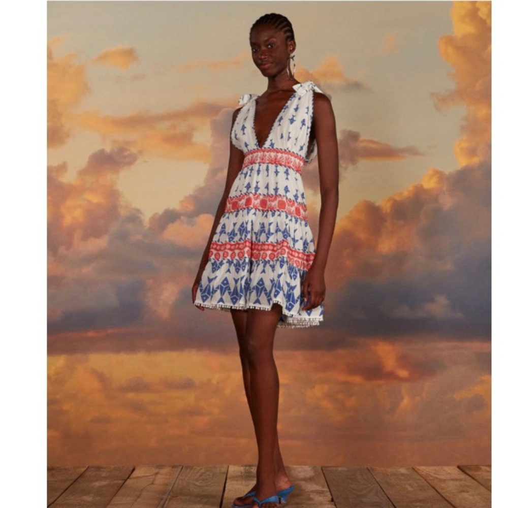 🌿|NWT| Farm Rio Off-White Graphic Fishes Mini Dress